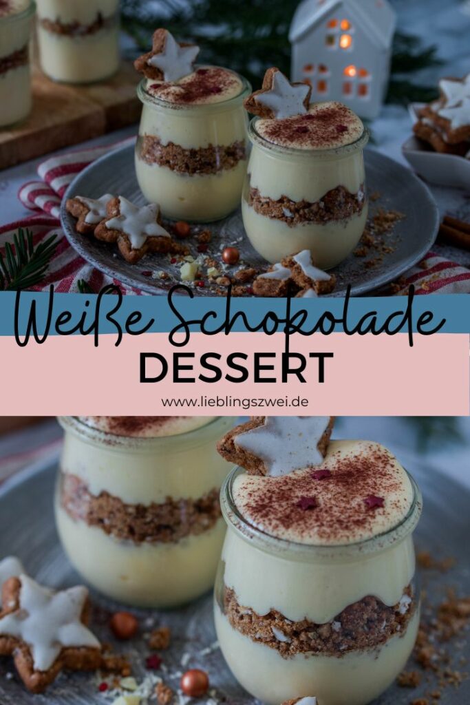 Schnelles, super leckeres Dessert für die Feiertage : Weiße Schokolade mit einer Mascarponecreme und Zimtsternen. 