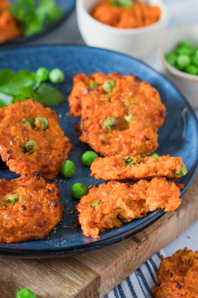 Mini Taler mit Süßkartoffeln und Erbsen - schmecken der ganzen Familie