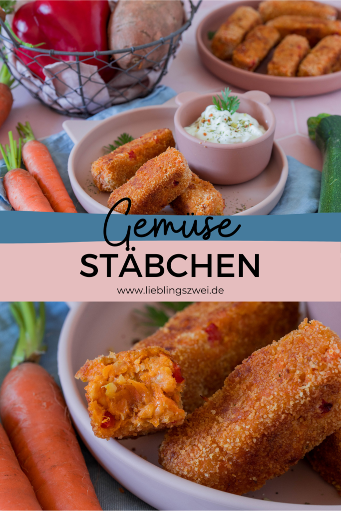 Gemüsestäbchen mit Süßkartoffel, Zucchini und Karotten