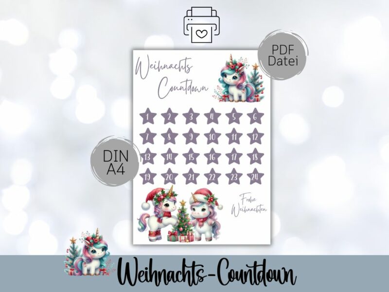 Weihnachts Countdown "Einhorn"