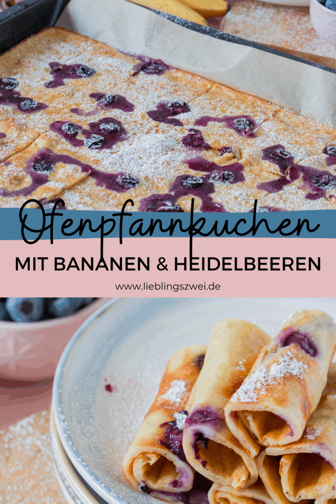 Ofenpfannkuchen mit Bananen und Heidelbeeren