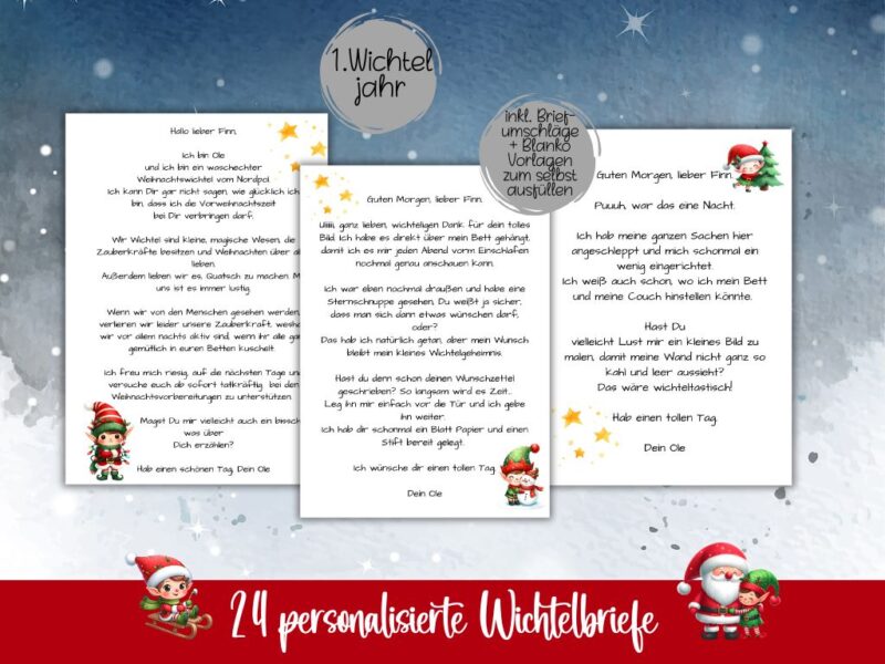 personalisierte Wichtelbriefe (1. Wichteljahr) - zauberhafte Botschaften für Kinder