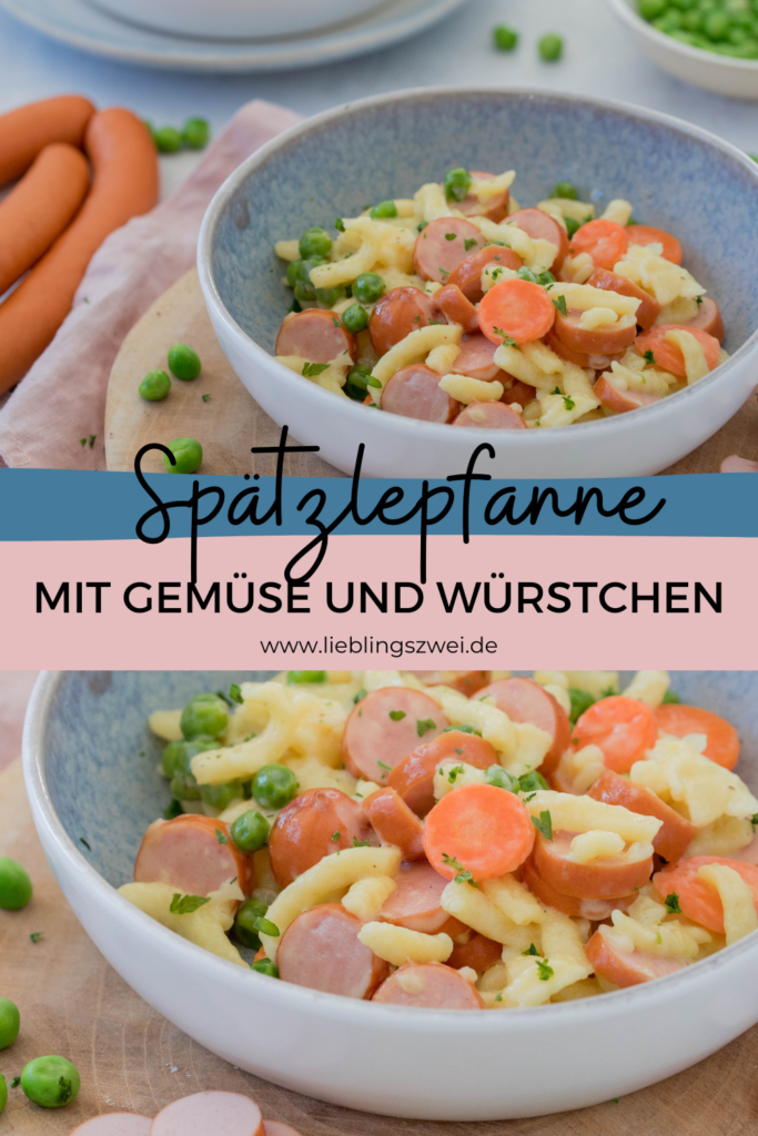 Spätzlepfanne mit Gemüse und Würstchen