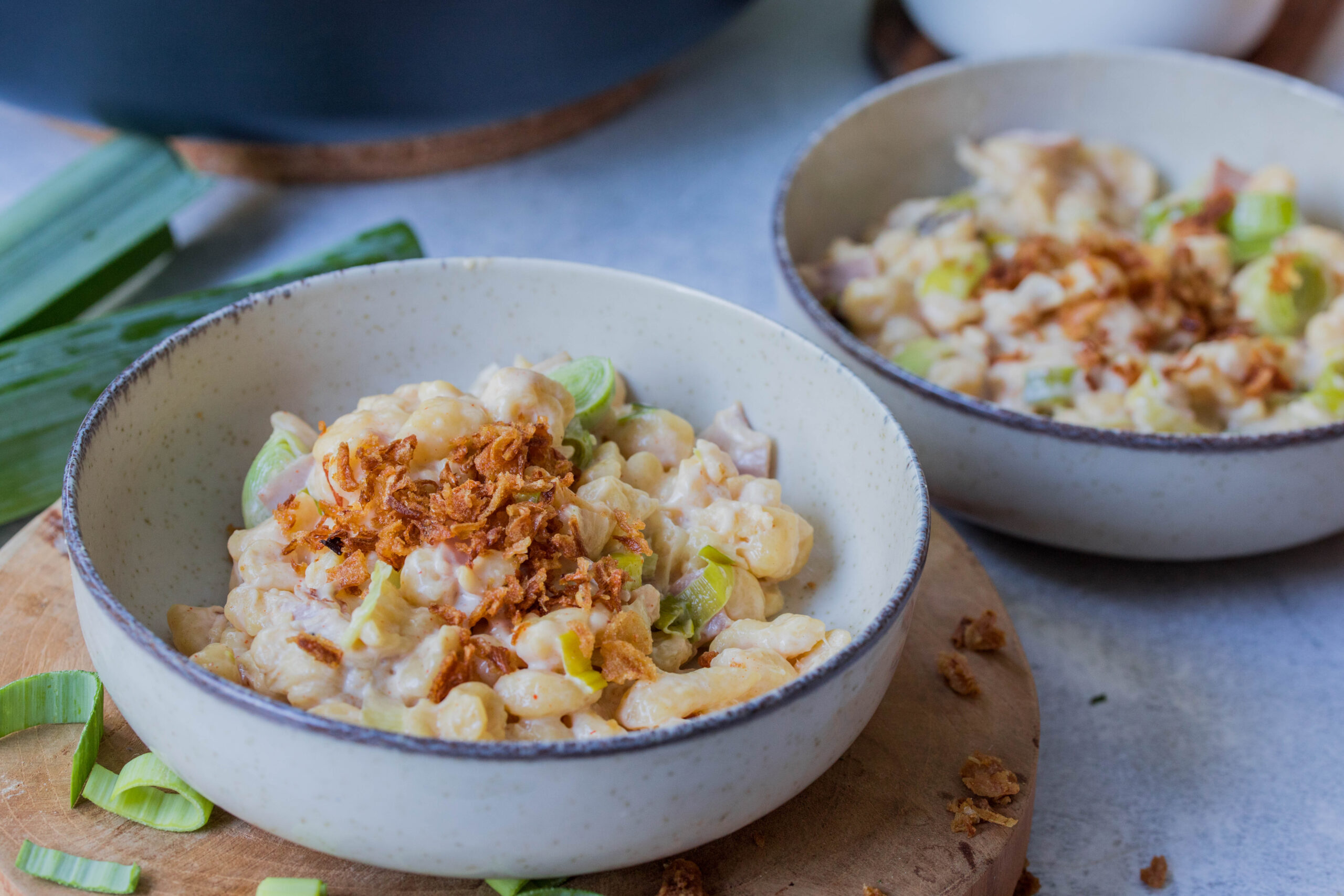Knöpfle-Pfanne mit Schinken und Lauch Knöpfle-Pfanne mit Schinken und Lauch