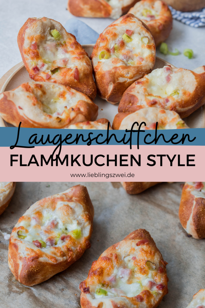Laugenschiffchen Flammkuchen Style